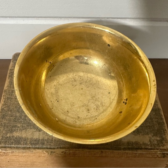 Vintage Gold Pedestal Bowl Planter Trinket Dish - Picture 3 of 8